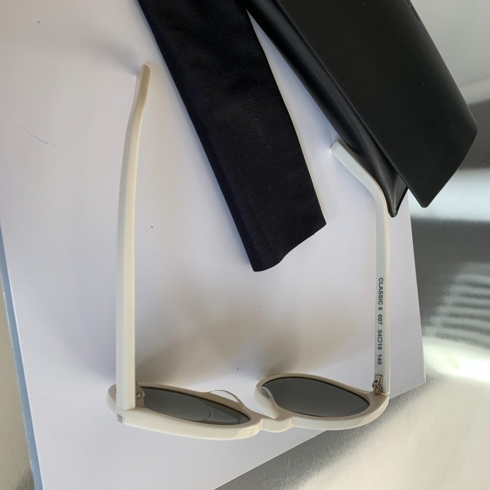 Saint Laurent unisex round white frame sunglasses - Picture 2 of 7